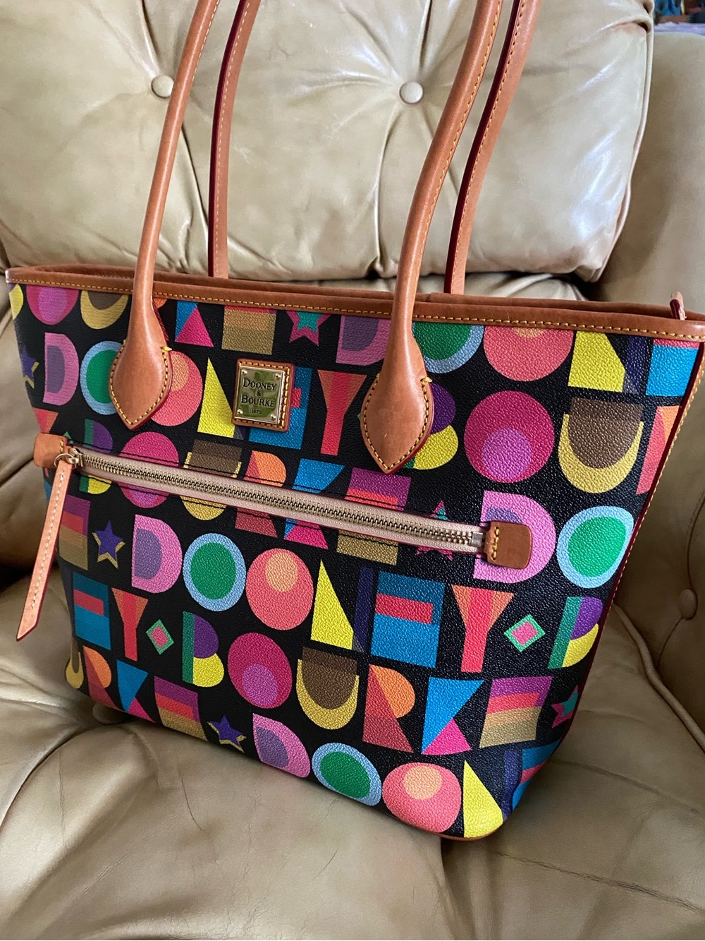 LKNW Dooney & Bourke Colorful Art Deco Large Tote Shopper